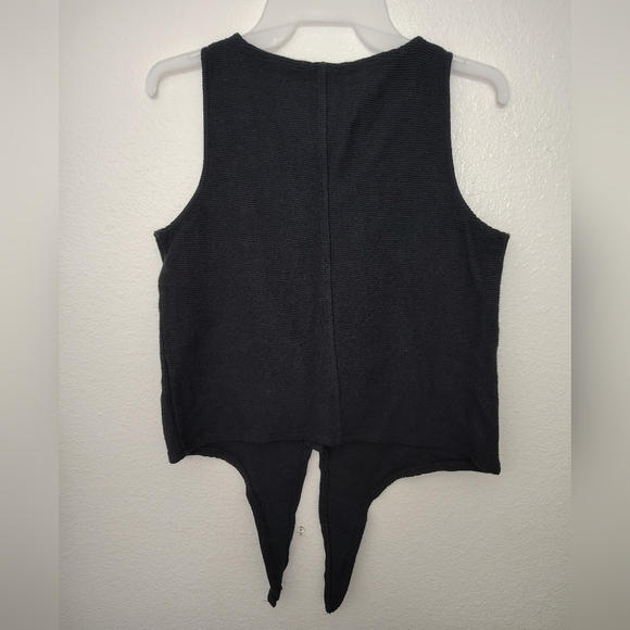 Madewell Texture & Thread black Button-Front Tie Tank Top Sz Small Cotton - Picture 7 of 7